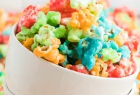 Rainbow Jello Popcorn Delight