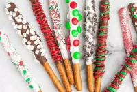 Sweet and Salty Christmas Chocolate Pretzel Rods