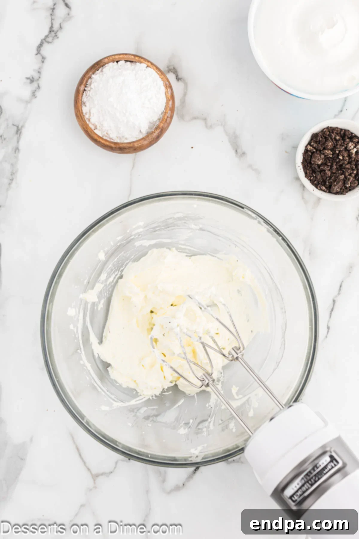 Oreo Dream Trifle 8 Bowl with cream cheese mixture.