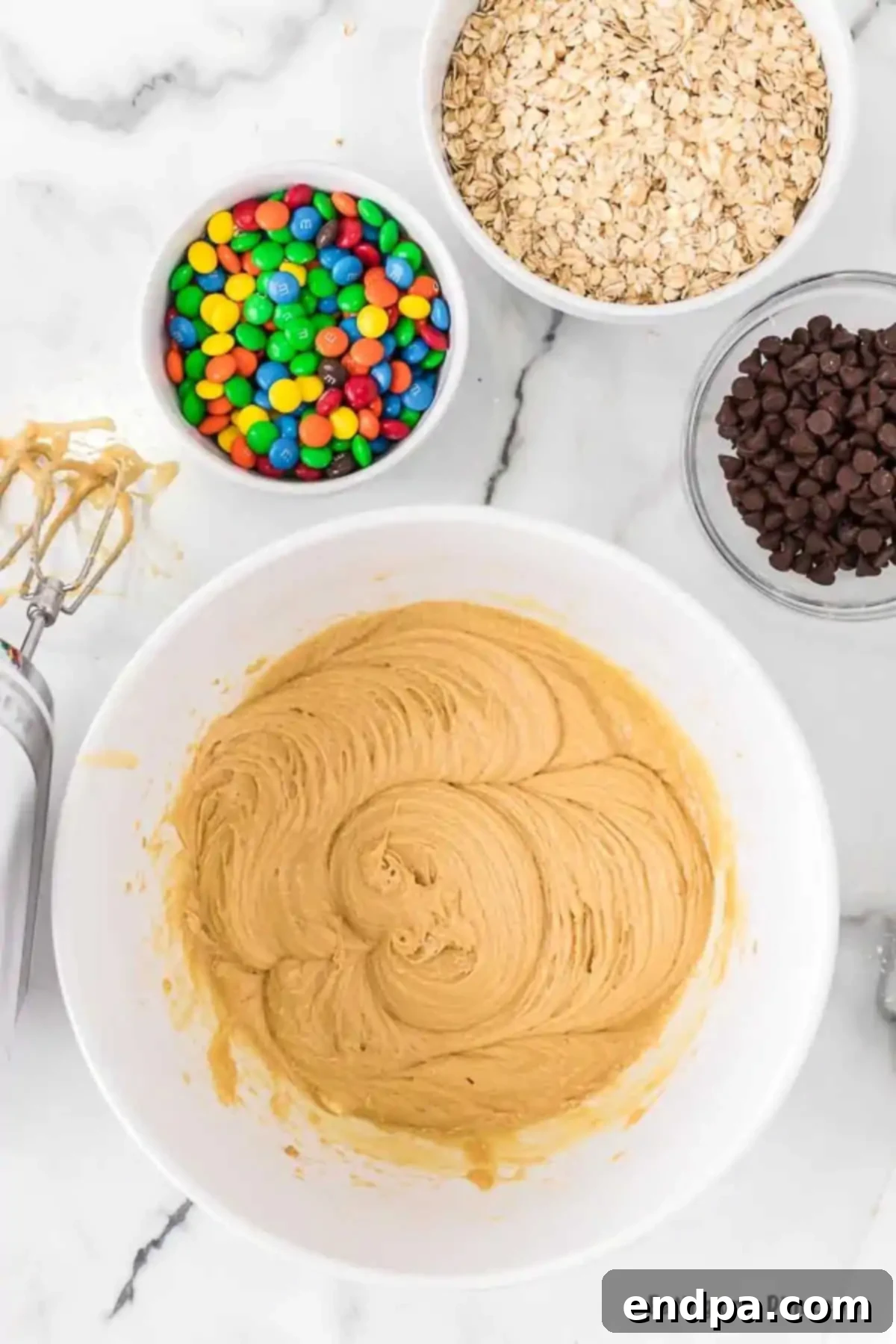 Mixture combined in bowl.