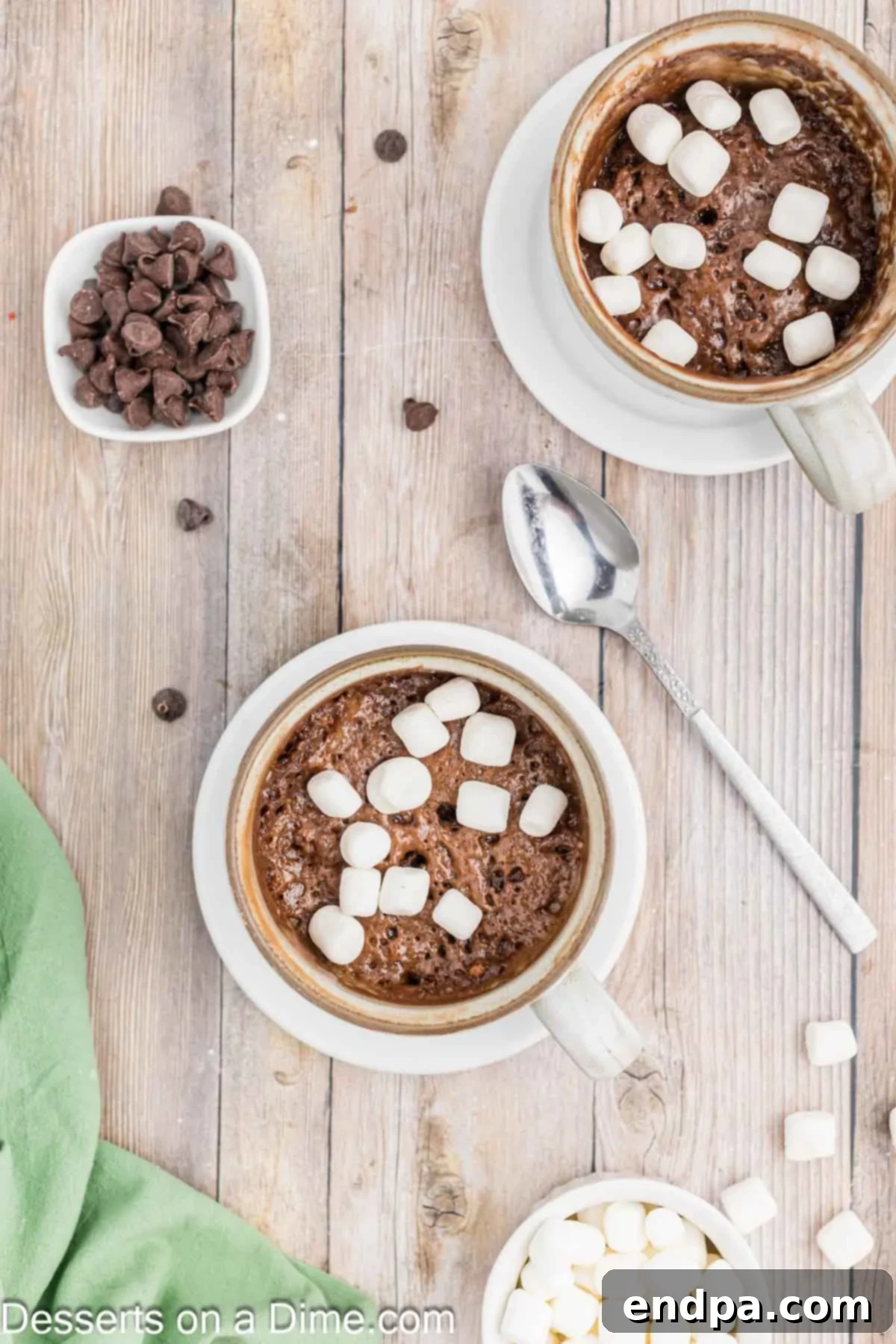 Rich Cocoa Mug Indulgence 6 Hot Chocolate Mug Cake ready to enjoy and topped with more marshmallows.