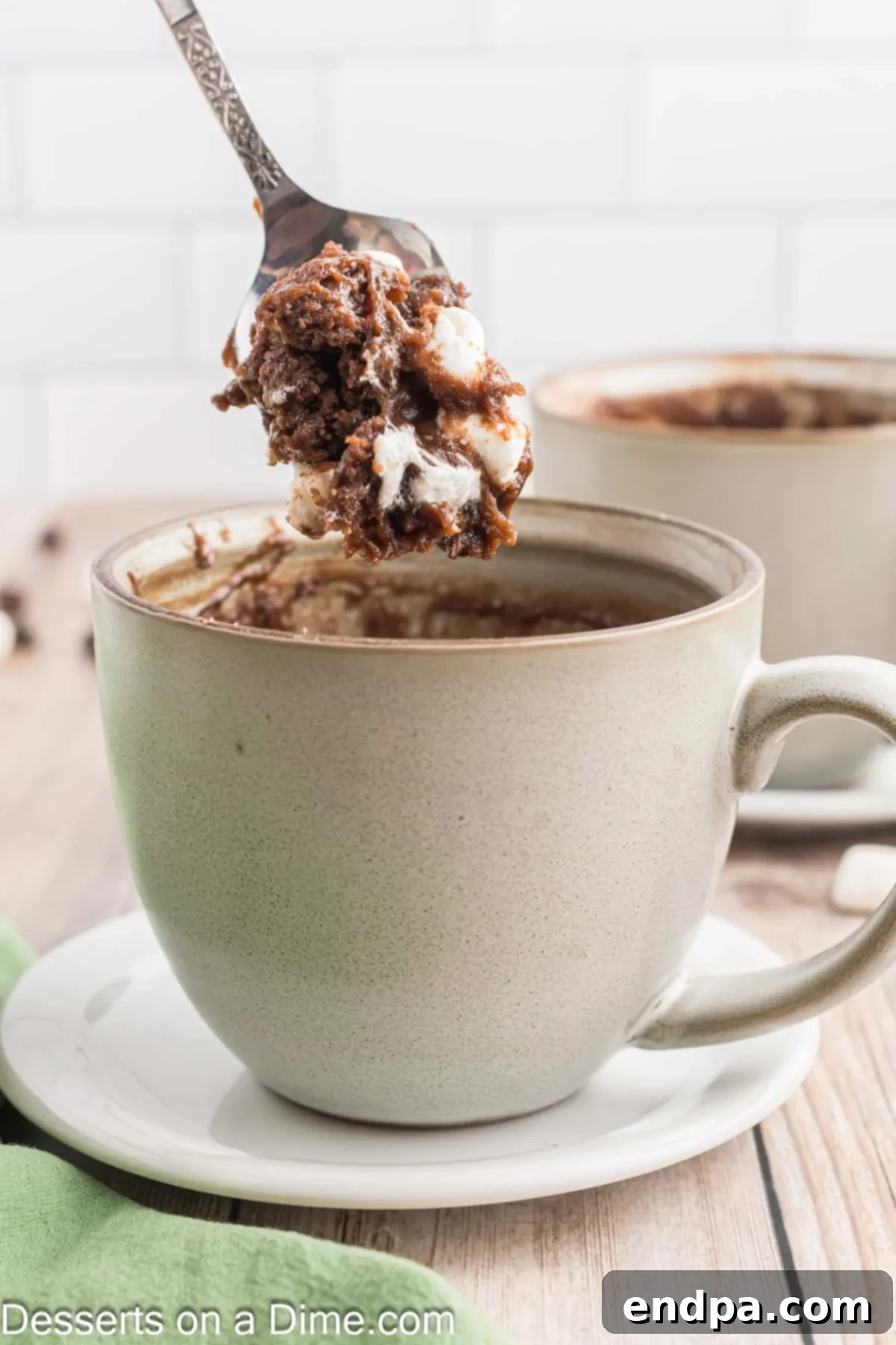 Rich Cocoa Mug Indulgence 7 Hot Chocolate Mug Cake with a spoon.