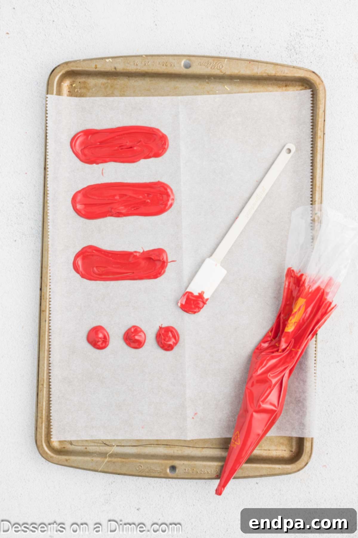 Festive Turkey Cake 9 Candy melts spread on wax paper.