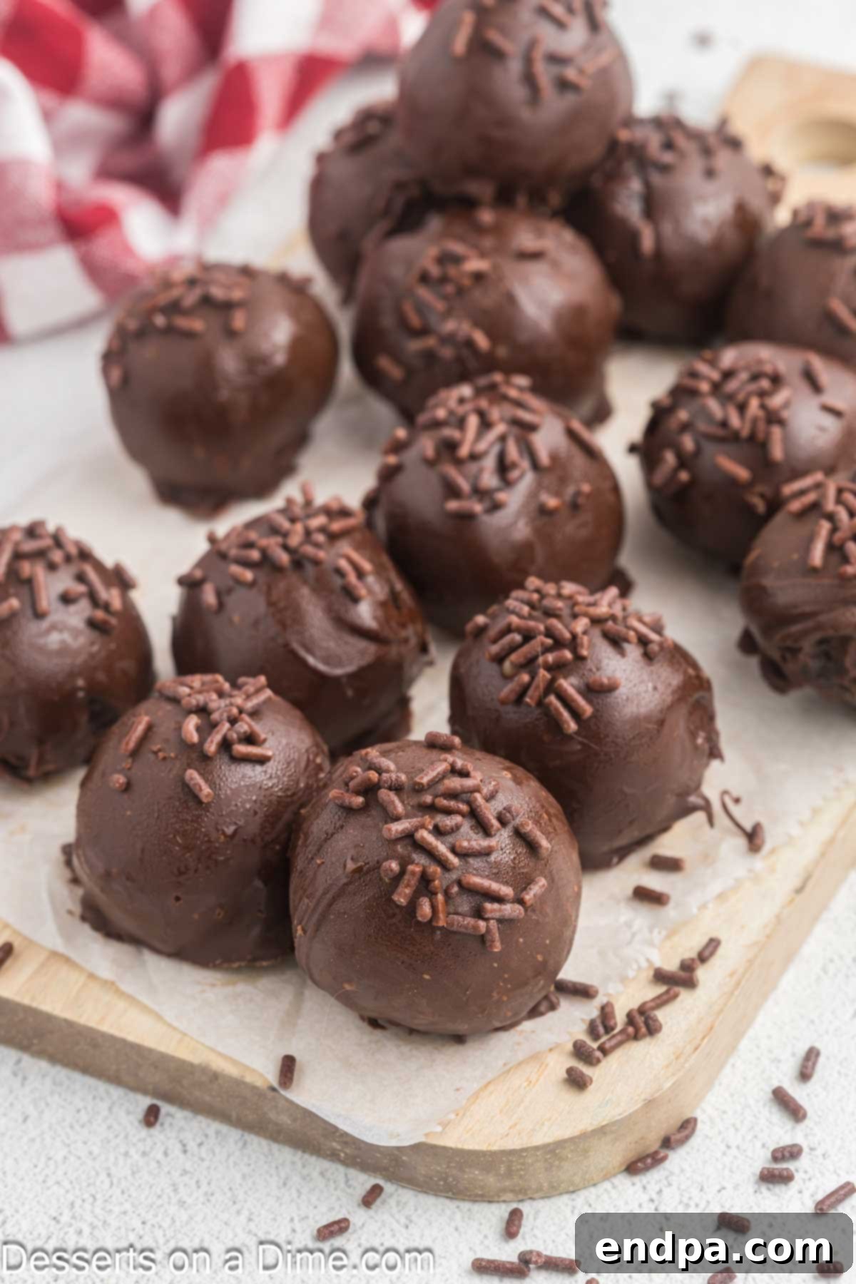 Fudgy Brownie Bonbons 10 Brownie Truffles on wax paper ready to enjoy.