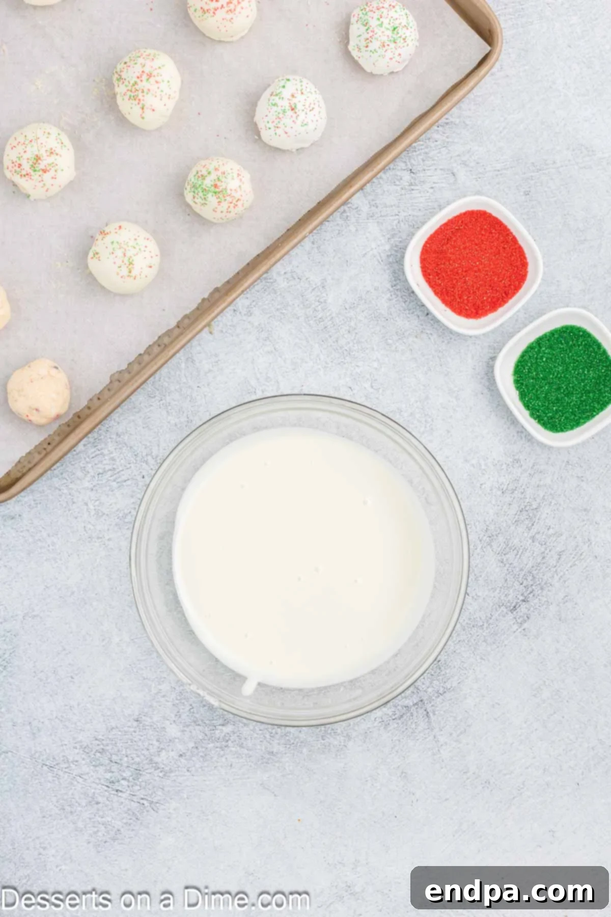 Melted white candy melts in a bowl.