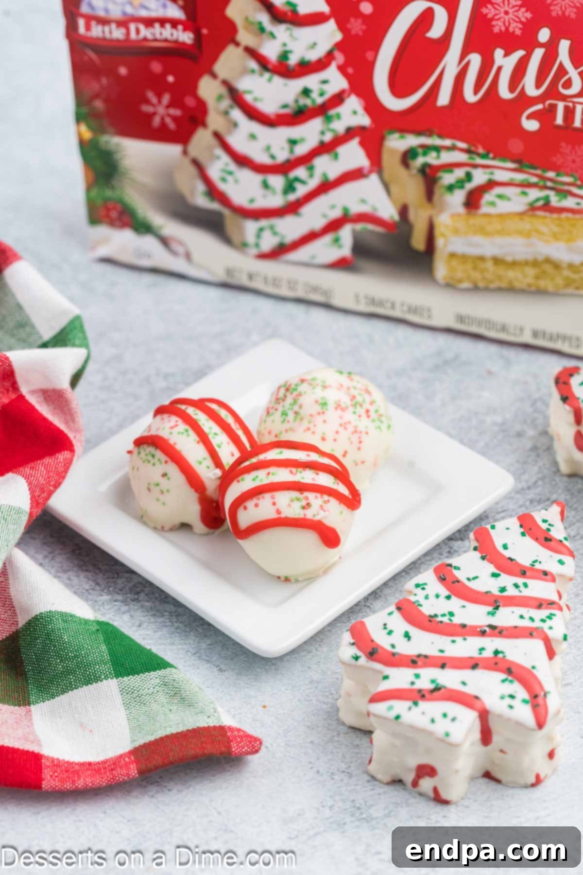 Little Debbie Cake balls on a plate ready to serve.