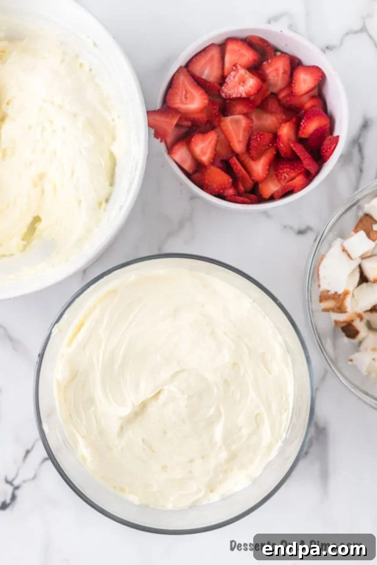 Pudding mixture on top. 