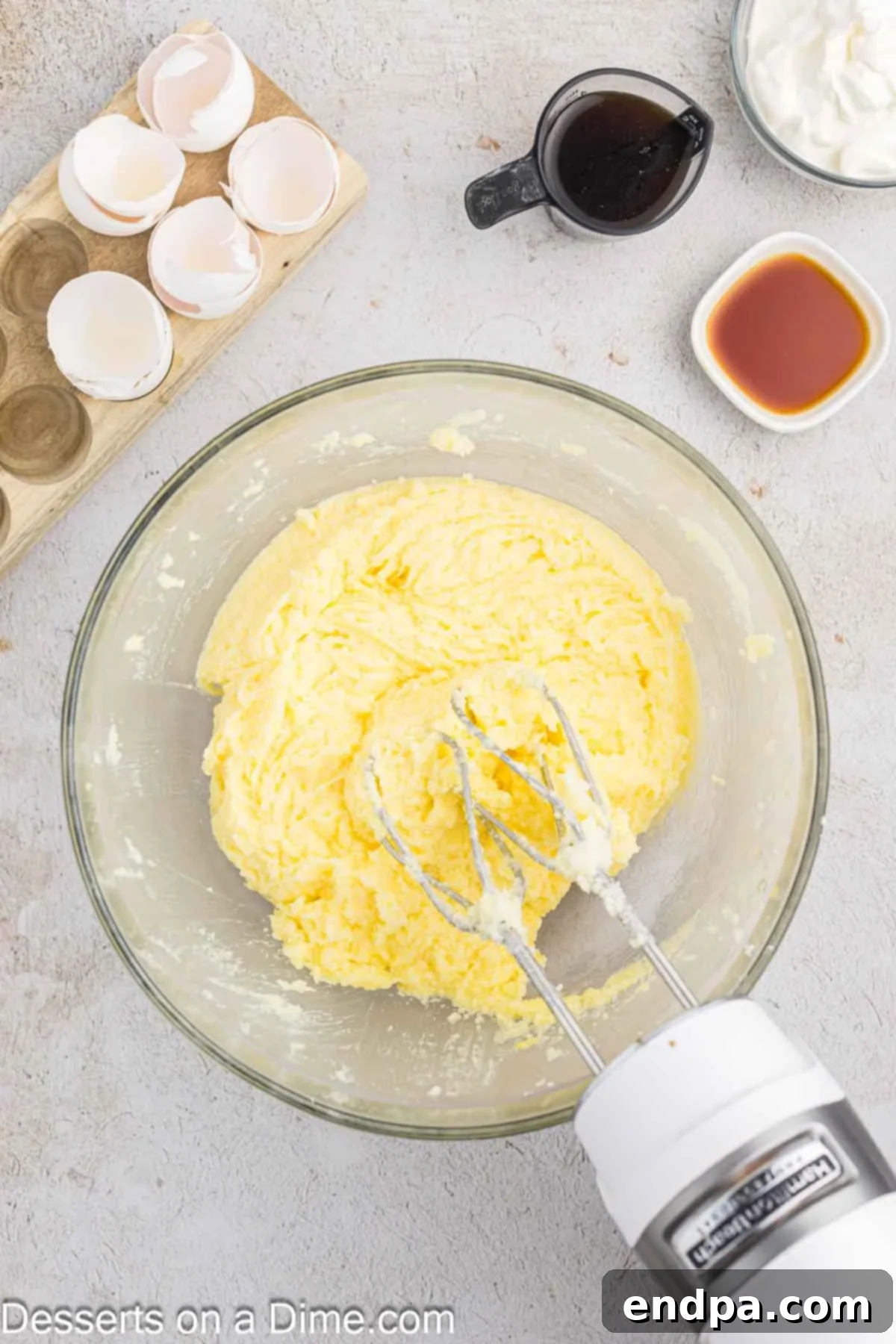 Velvet Chocolate Loaf 4 Softened butter and granulated sugar are vigorously beaten together in a stand mixer bowl until light and fluffy.