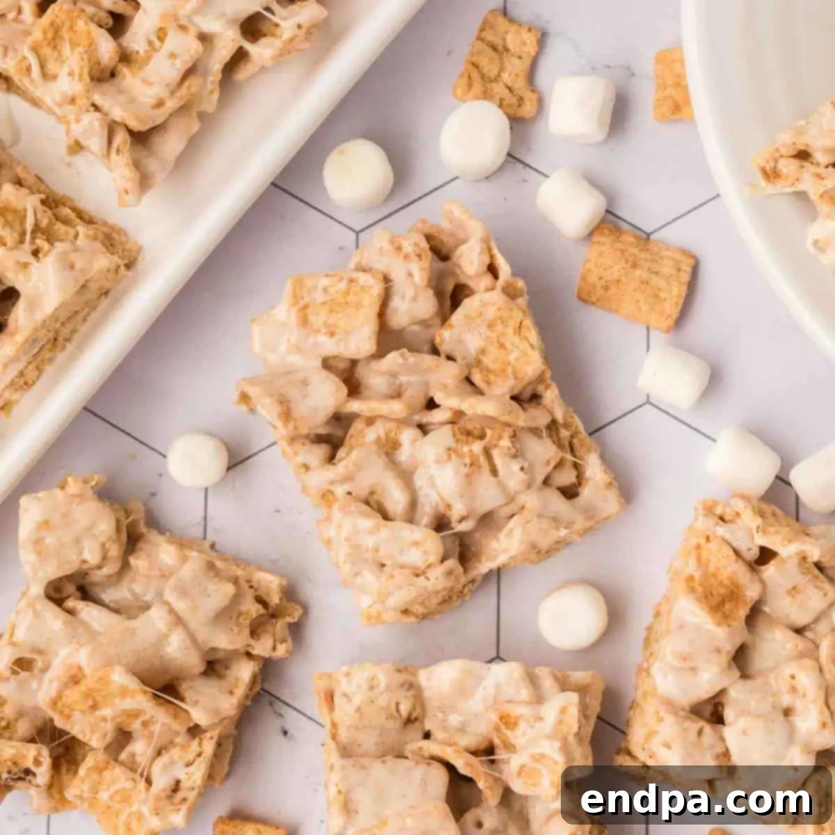 Delicious Cinnamon Toast Crunch Bars, perfectly cut and ready to be served.