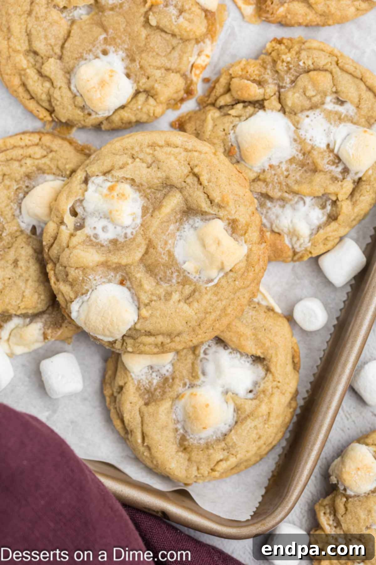 Fluffy Cloud Cookies 11 A baking sheet filled with freshly baked and cooled Marshmallow Cookies, ready to be enjoyed.