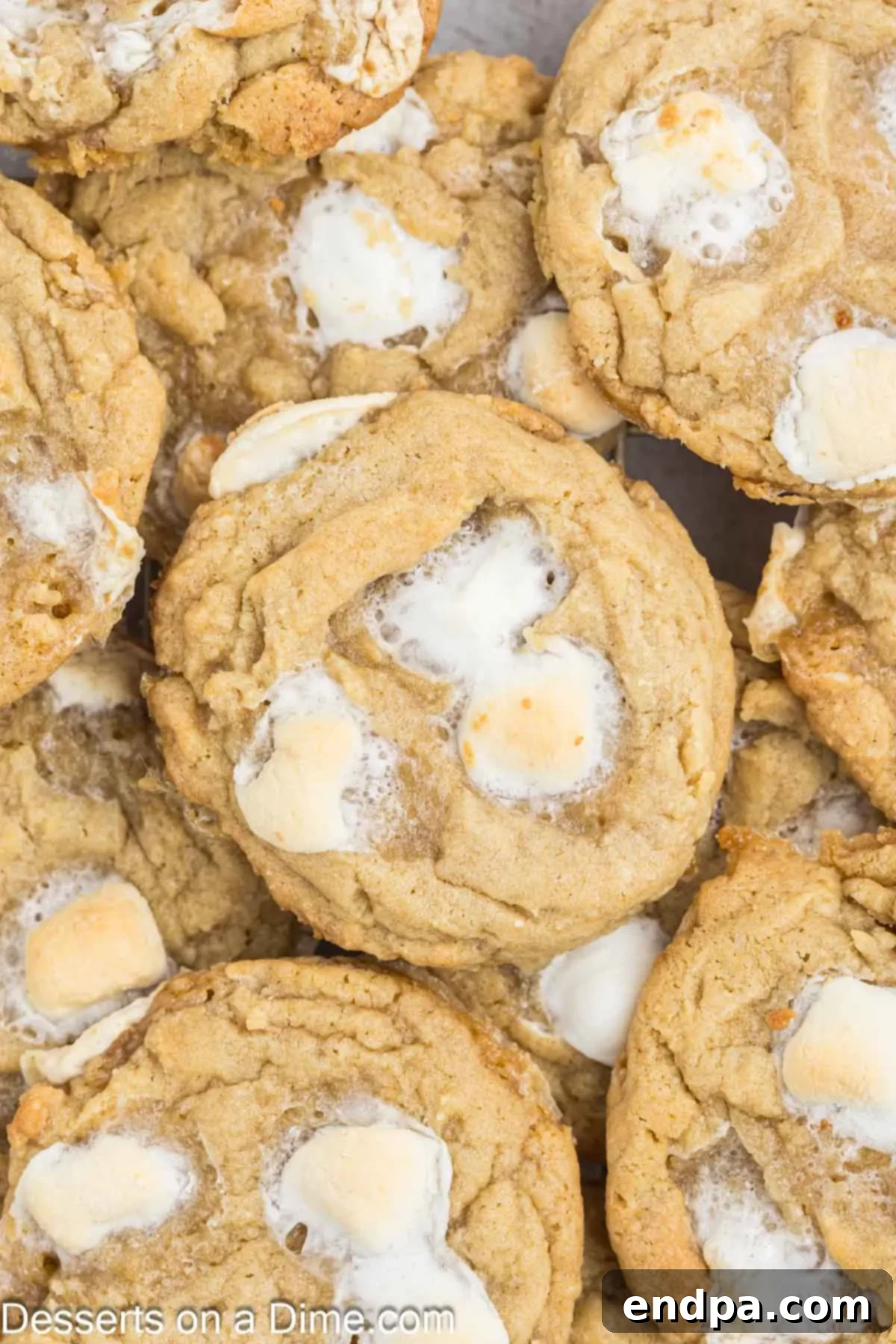 Fluffy Cloud Cookies 12 A pile of delicious Marshmallow Cookies, highlighting their rich texture and golden brown appearance.