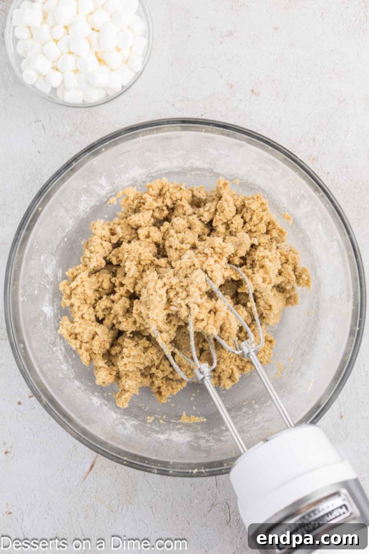 Fluffy Cloud Cookies 6 Dry ingredients (flour, salt, baking soda) are slowly mixed into the wet ingredients in a large bowl until just combined.