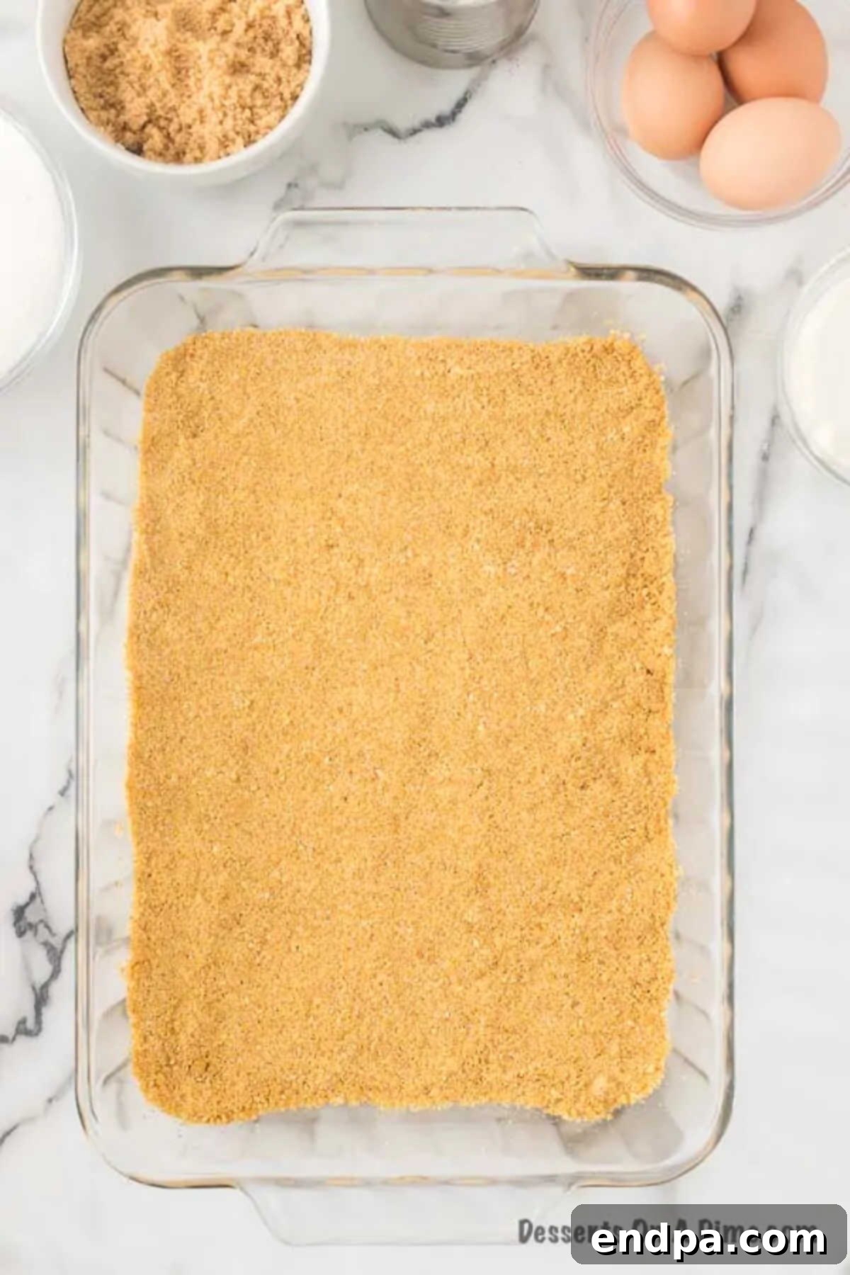 Crust pressed into baking dish. 