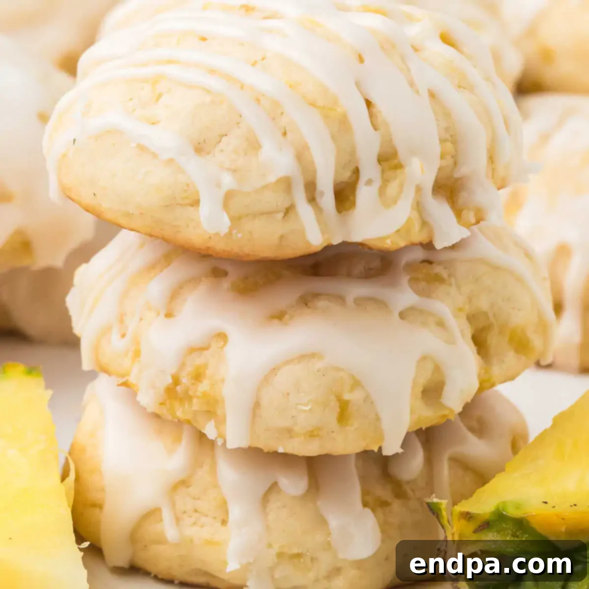 Beautifully glazed pineapple cookies, ready to be enjoyed as a tropical dessert.