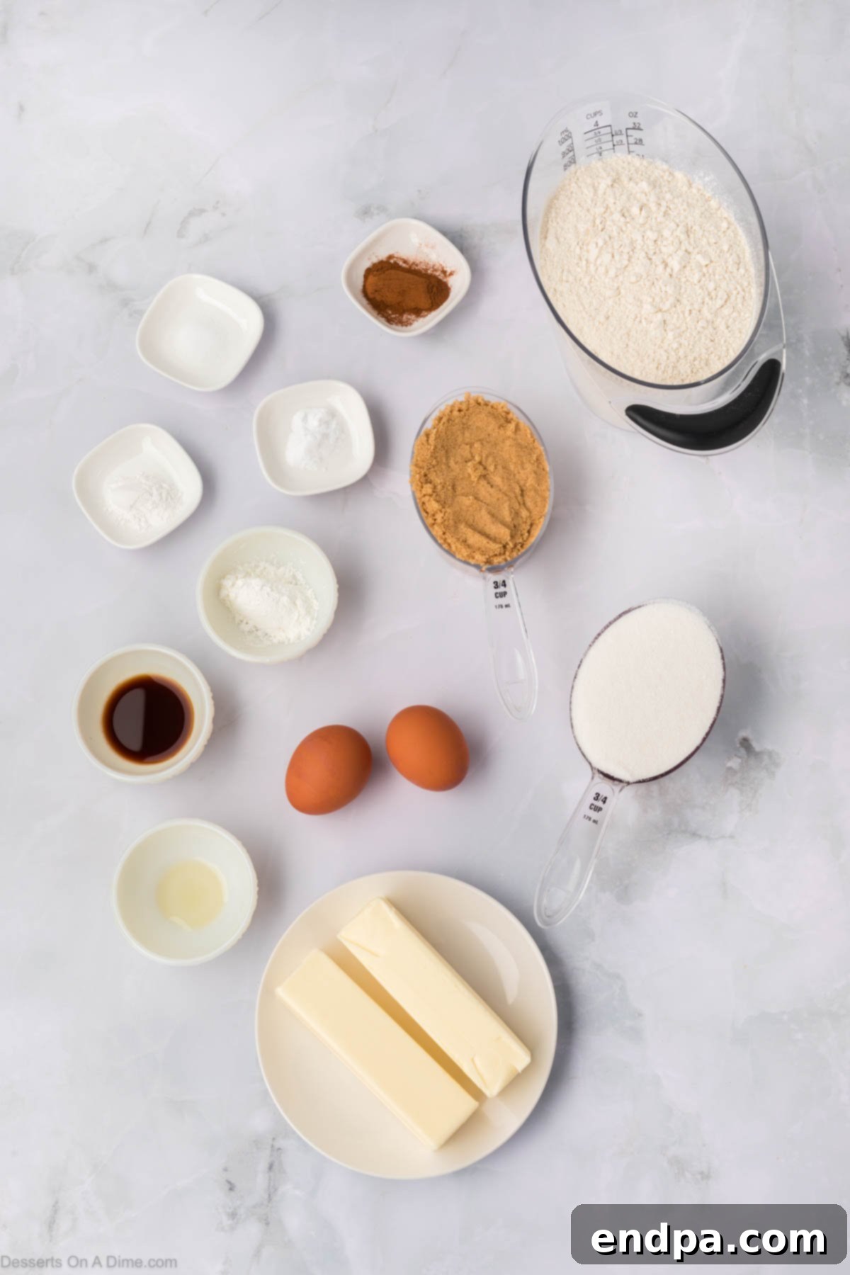 Spanish Cinnamon Sugar Cookies 3 Churro cookies ingredients - sugar, cinnamon, butter, brown sugar, eggs, vanilla, lemon juice, flour, cornstarch, baking powder, baking soda, ground cinnamon.