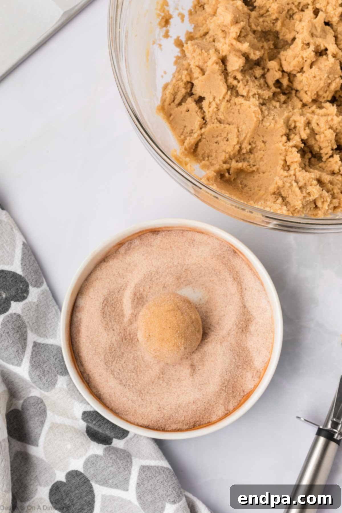 Spanish Cinnamon Sugar Cookies 10 Cookie dough ball dipped into cinnamon and sugar mixture.