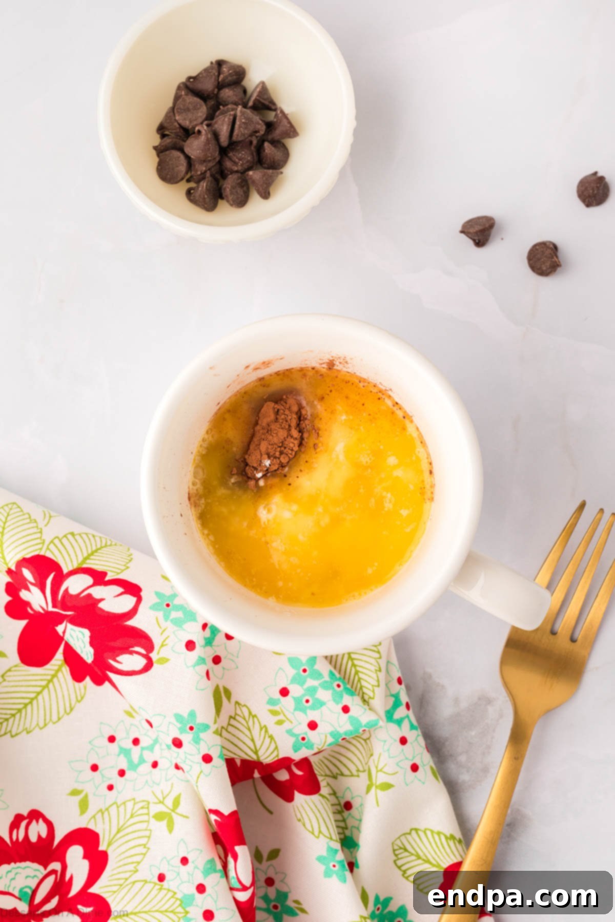 Mug with ingredients combined. 