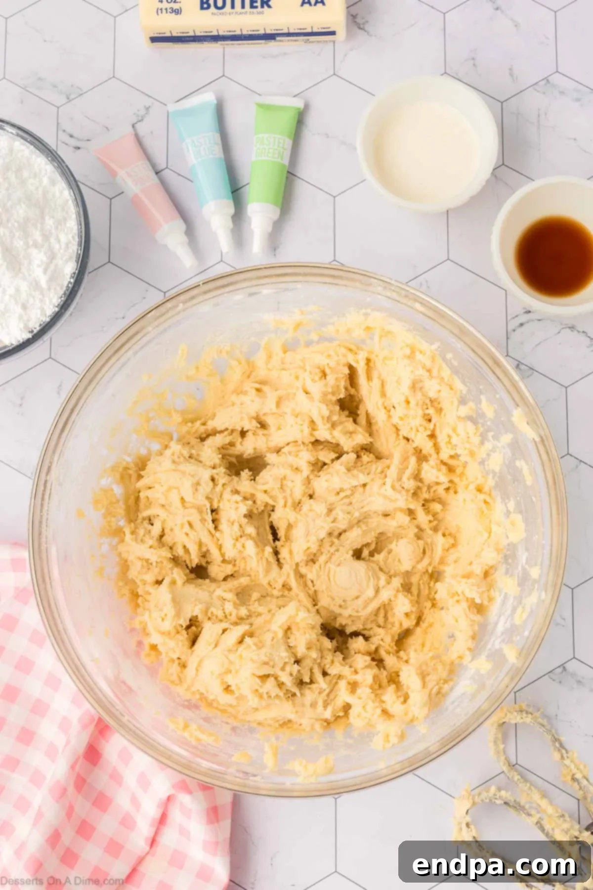 Cloud-Soft Sour Cream Cookies 9 Finished cookie dough, lightly mixed until just combined, showing a soft and slightly sticky texture.
