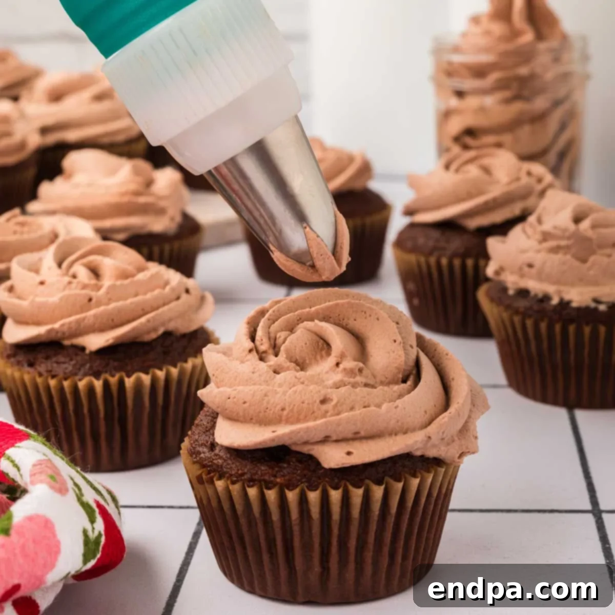 Light & Luscious Chocolate Frosting 9 A beautifully presented dessert topped with Chocolate Whipped Cream Frosting.