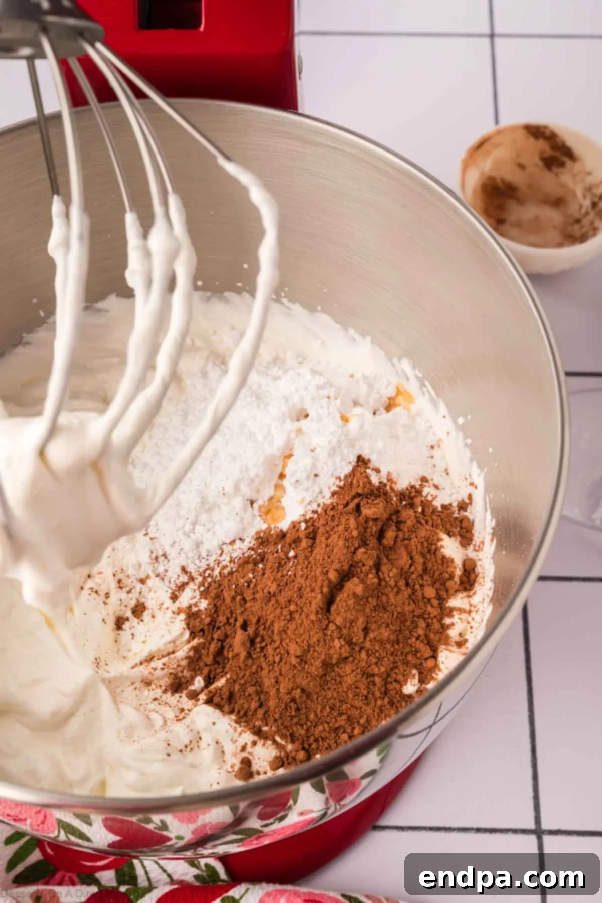 Light & Luscious Chocolate Frosting 6 Powdered sugar, cocoa powder, and vanilla extract added to the whipped cream.