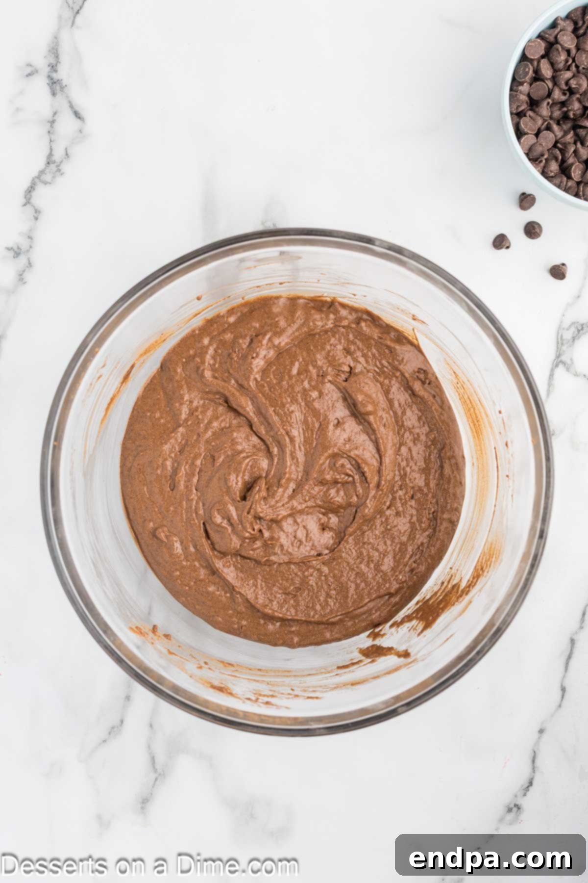 Decadent Cottage Cheese Swirl Brownies 5 Wet and dry ingredients combined in a bowl, gently mixed.