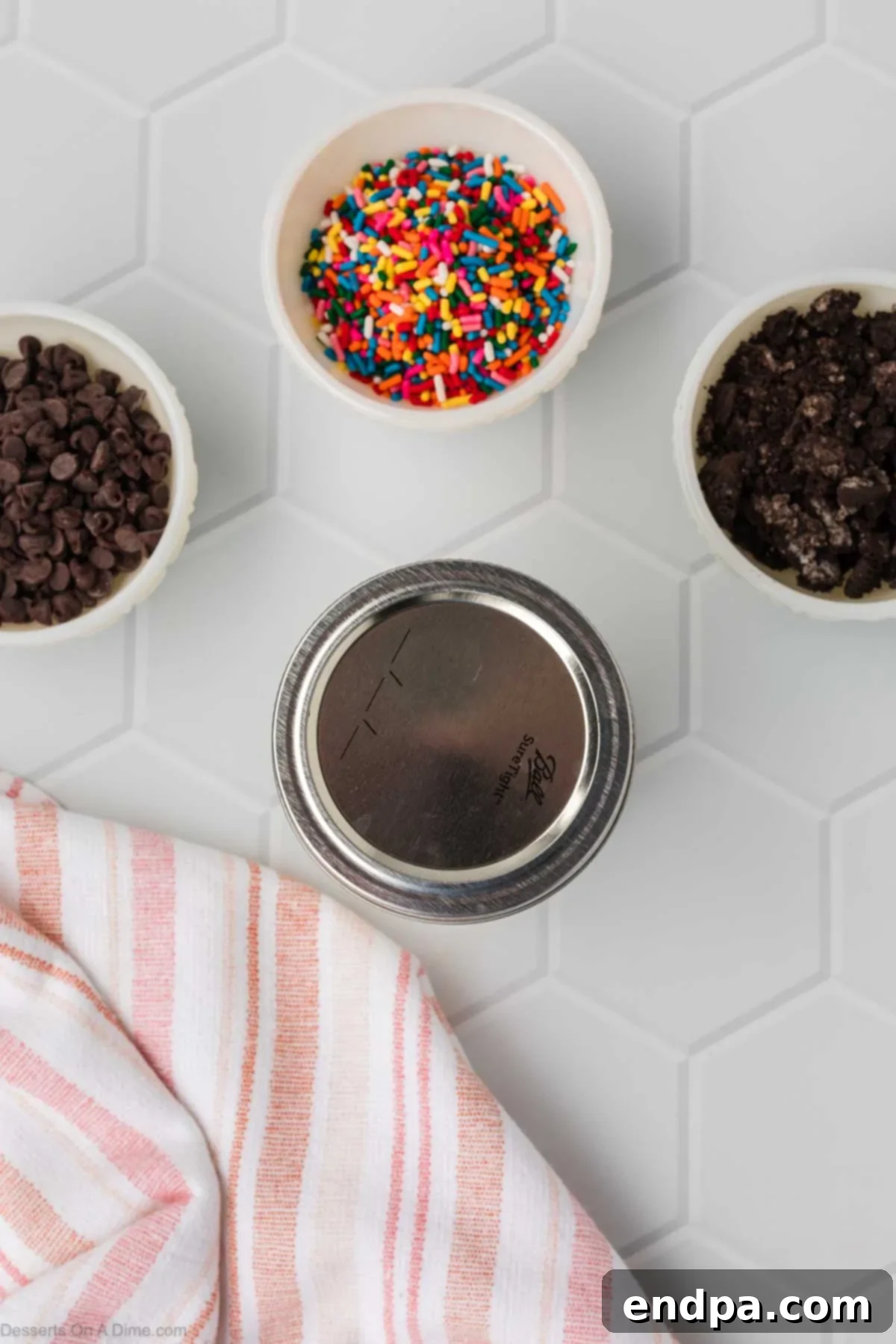 A mason jar with its lid securely placed, ready for shaking to make the ice cream.