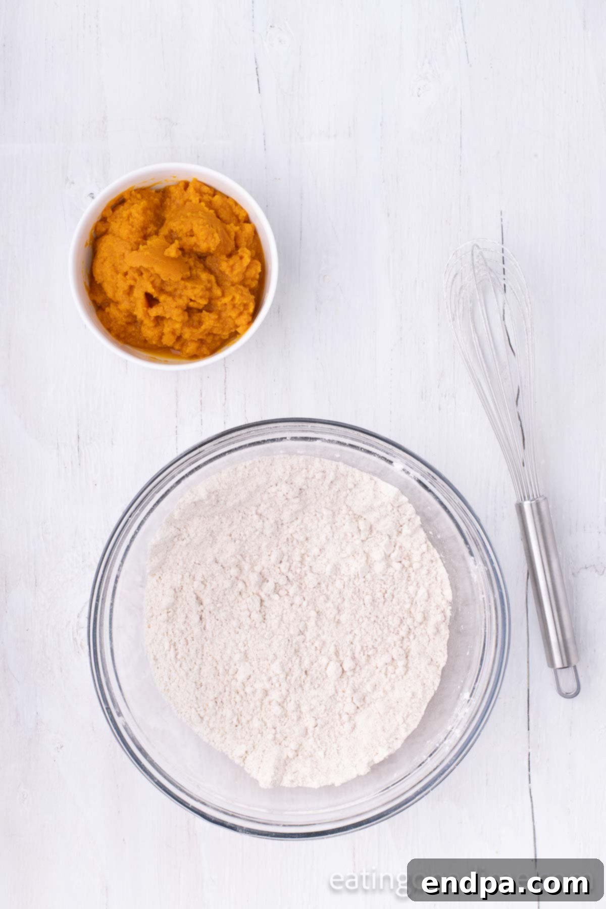 Mixing bowl with cake mix. 