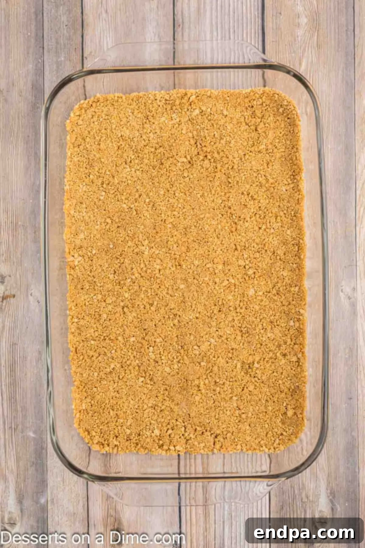 Graham cracker crust pressed into pan.