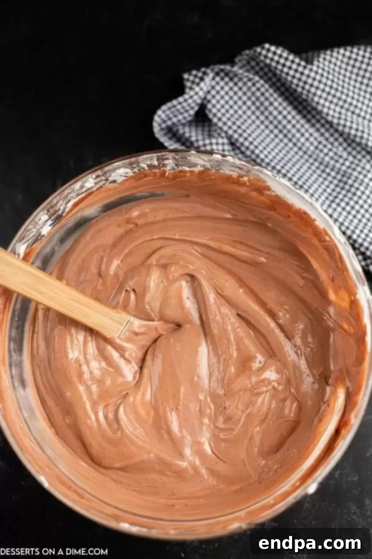 Chocolate pudding mix and milk whisked together in a separate bowl.