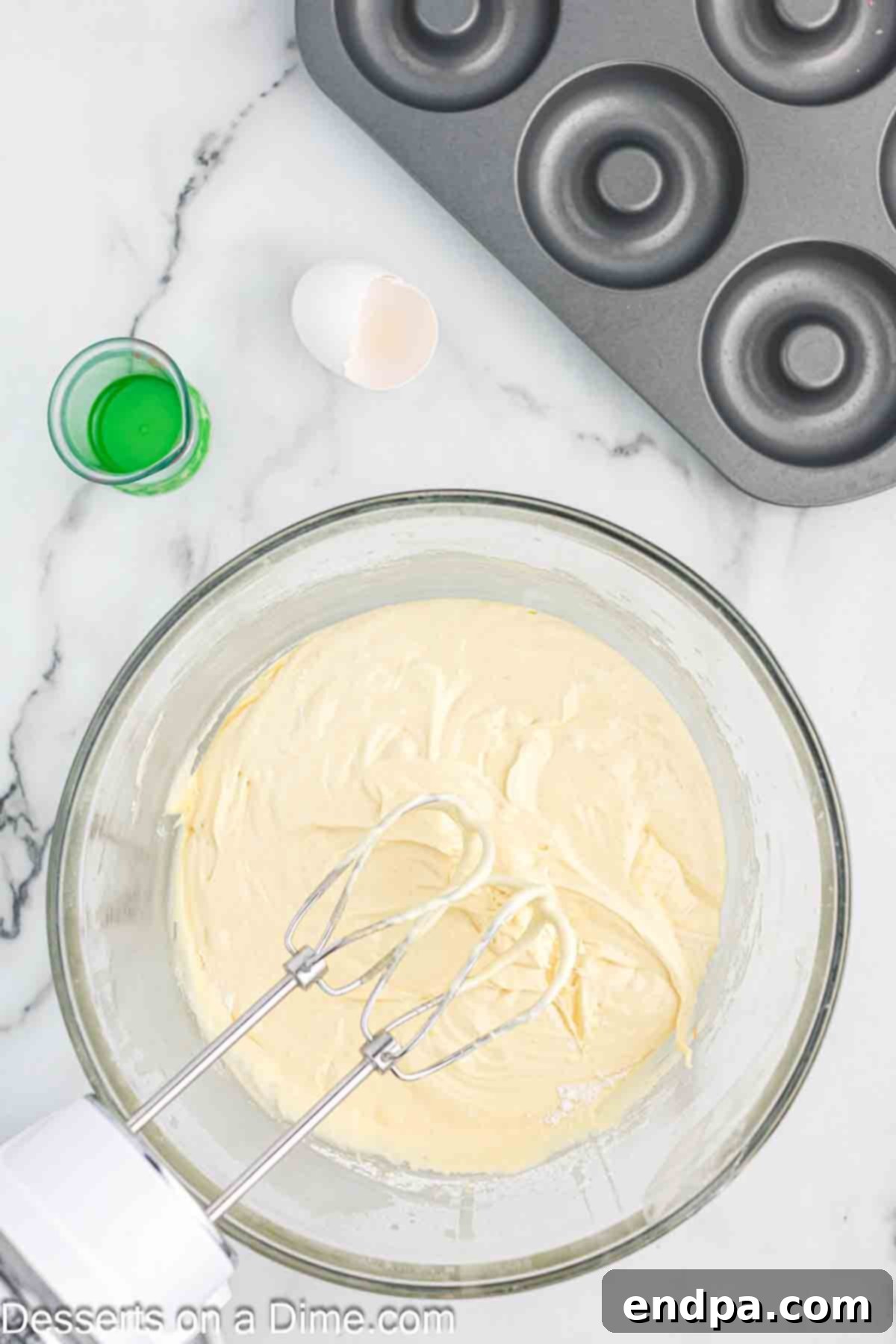 Mixing bowl with batter.