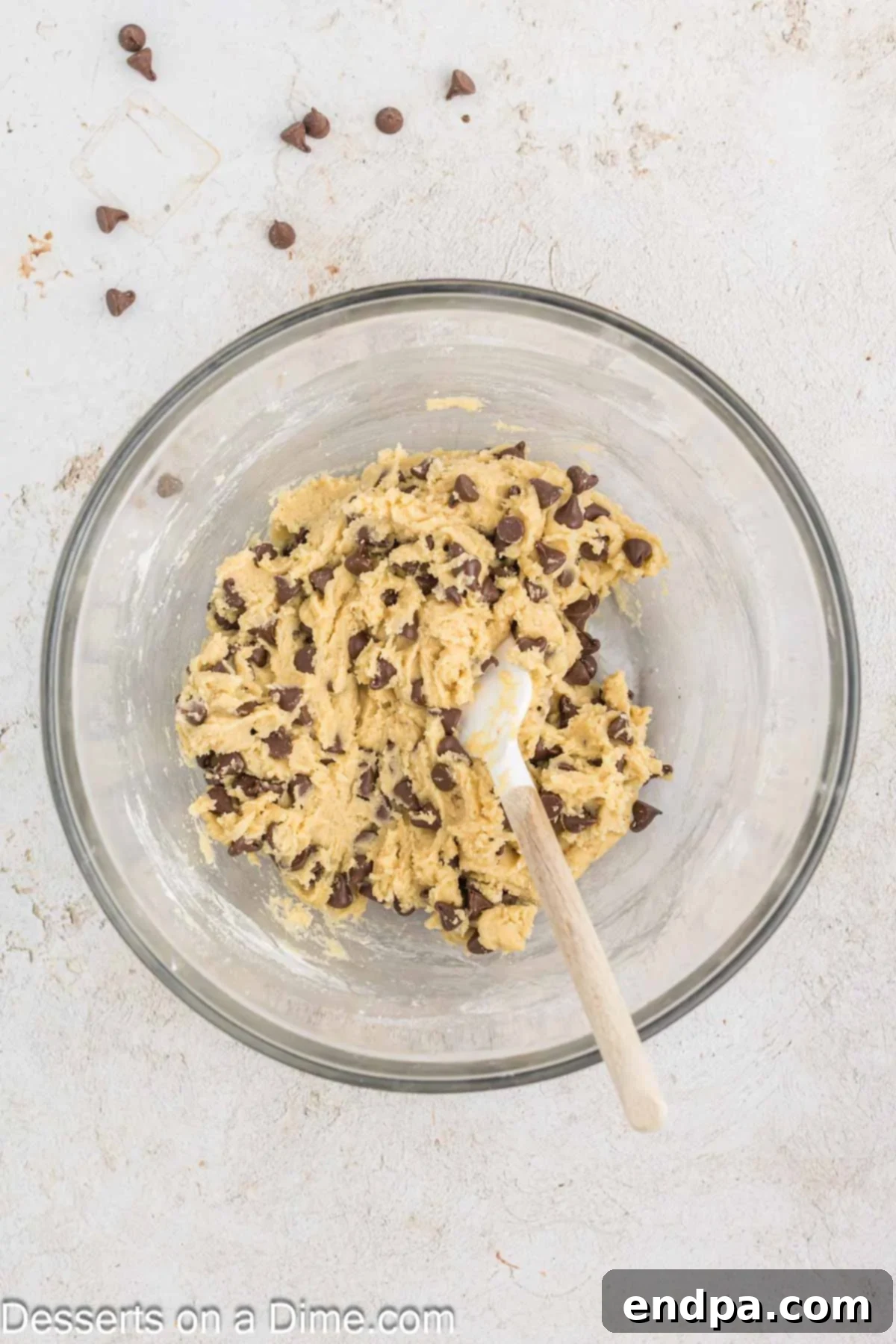 Warm & Gooey Air Fryer Pizookie 7 Chocolate chips folded into the prepared cookie dough.