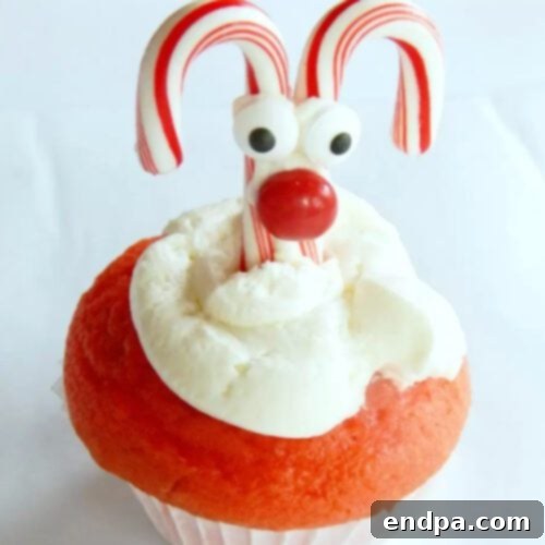 35 Effortless Peppermint Delights 4 Adorable Reindeer Peppermint Cupcakes