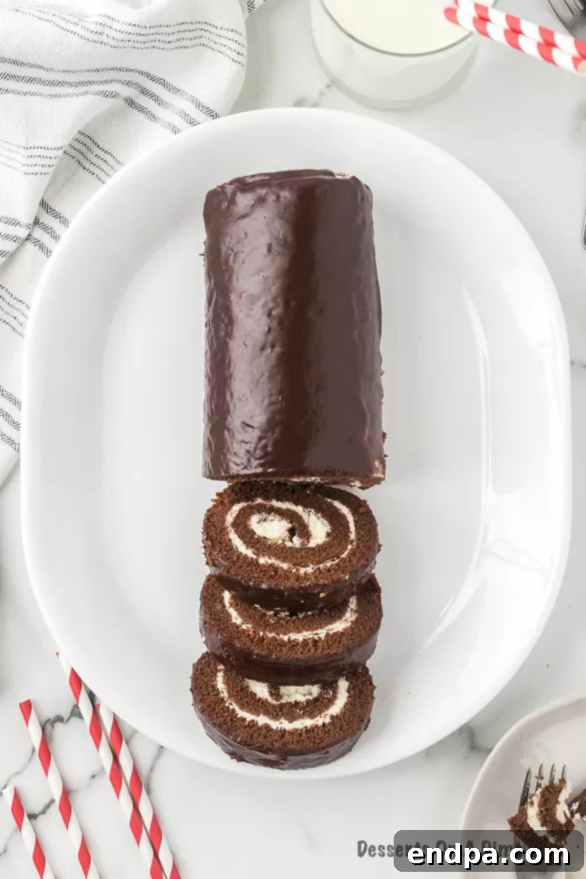 Cake cut into slices on a platter. 