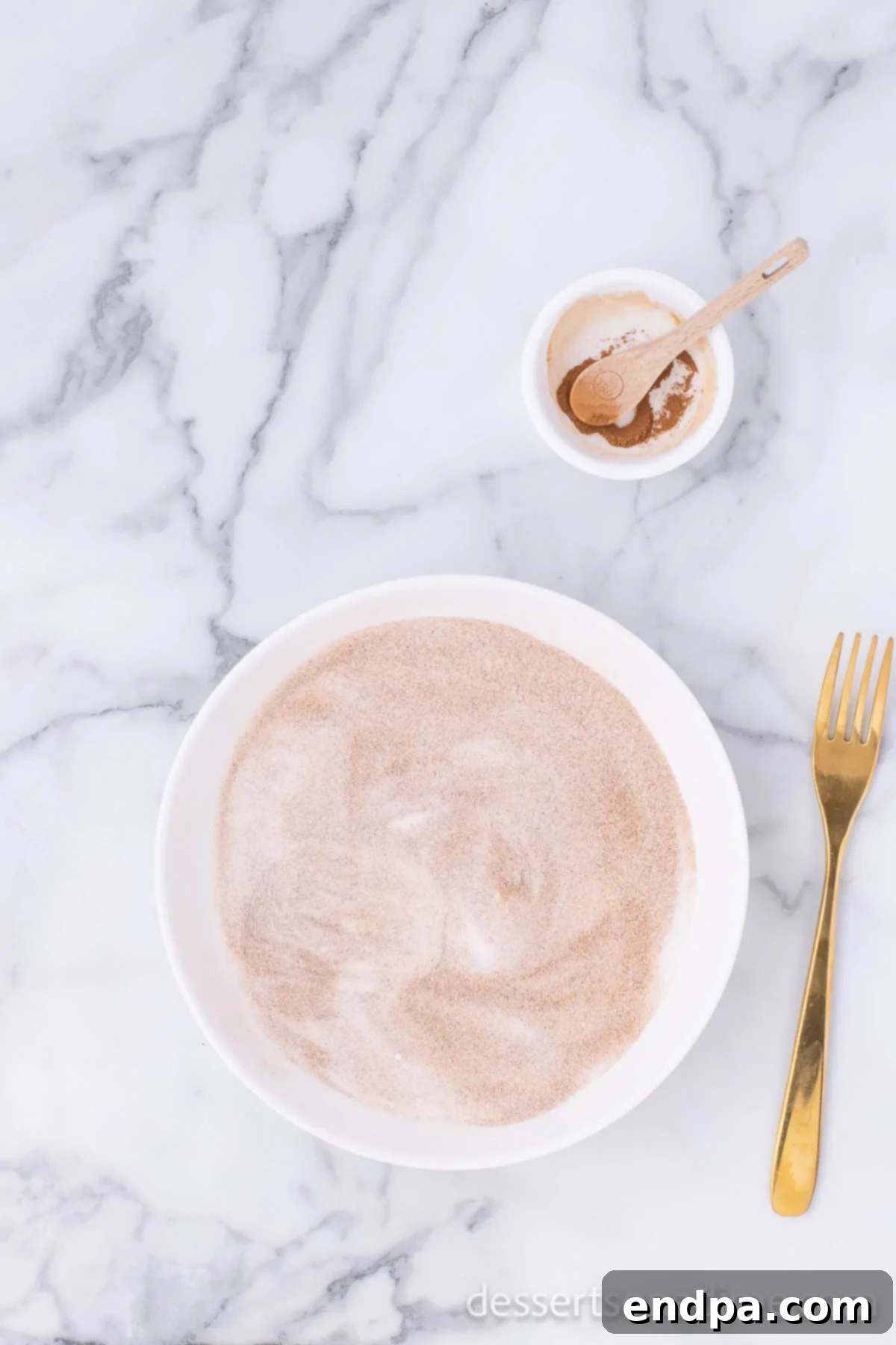 Bowl of cinnamon and sugar in a bowl. 