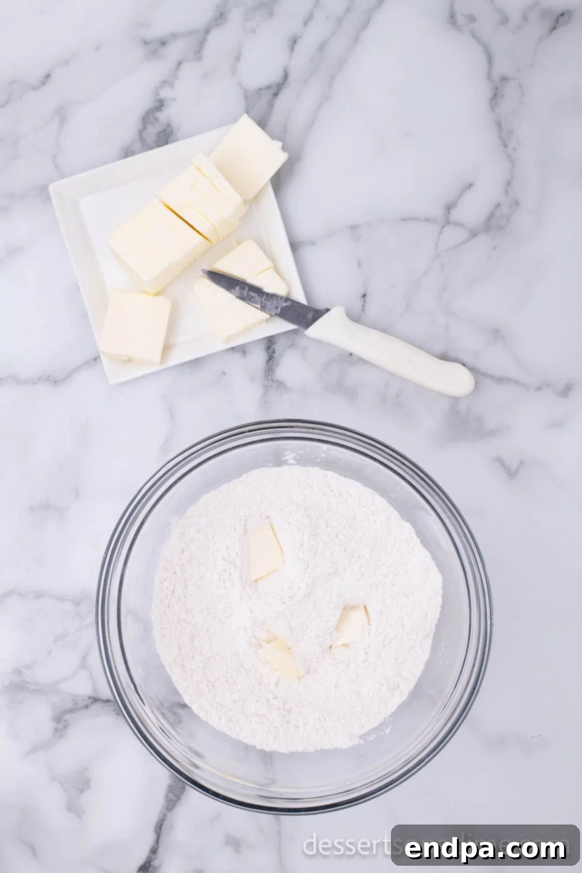 Make Your Own Twix Bars 4 Flour and powdered sugar in a mixing bowl, ready for the shortbread layer.
