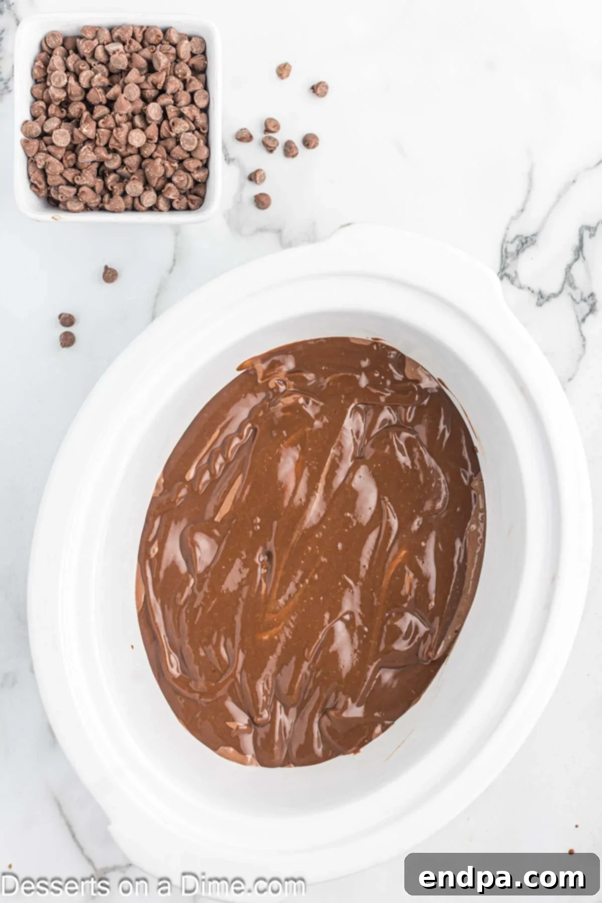 Effortless Slow Cooker Molten Chocolate Cake 6 Pudding mixture gently spread over the top of the cake batter.