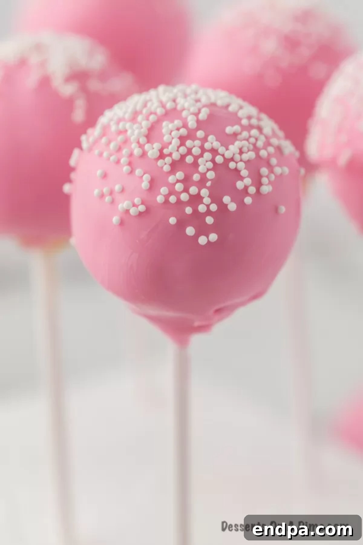 Copycat Starbucks Cake Pops 16 Close-up of a perfectly coated and sprinkled copycat Starbucks cake pop.