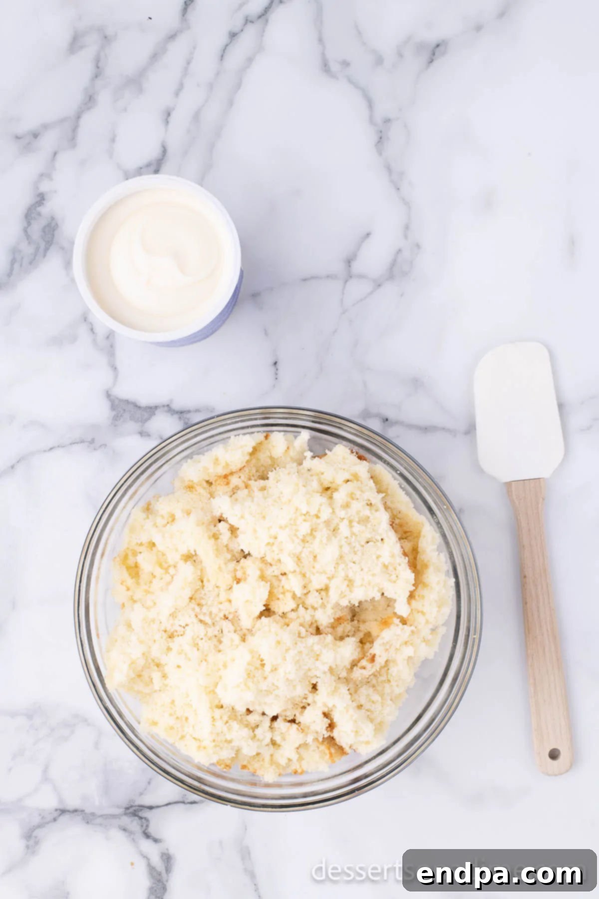 Copycat Starbucks Cake Pops 7 Cake in bowl crumbled.