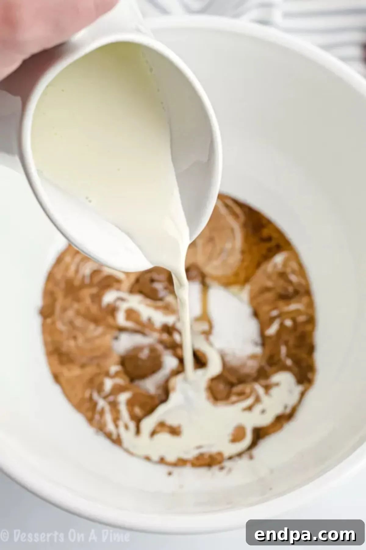 Mixing bowl with ingredients for mousse.