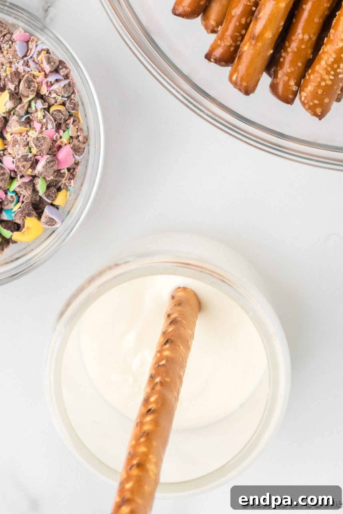 Pretzel dipped in melted chocolate. 