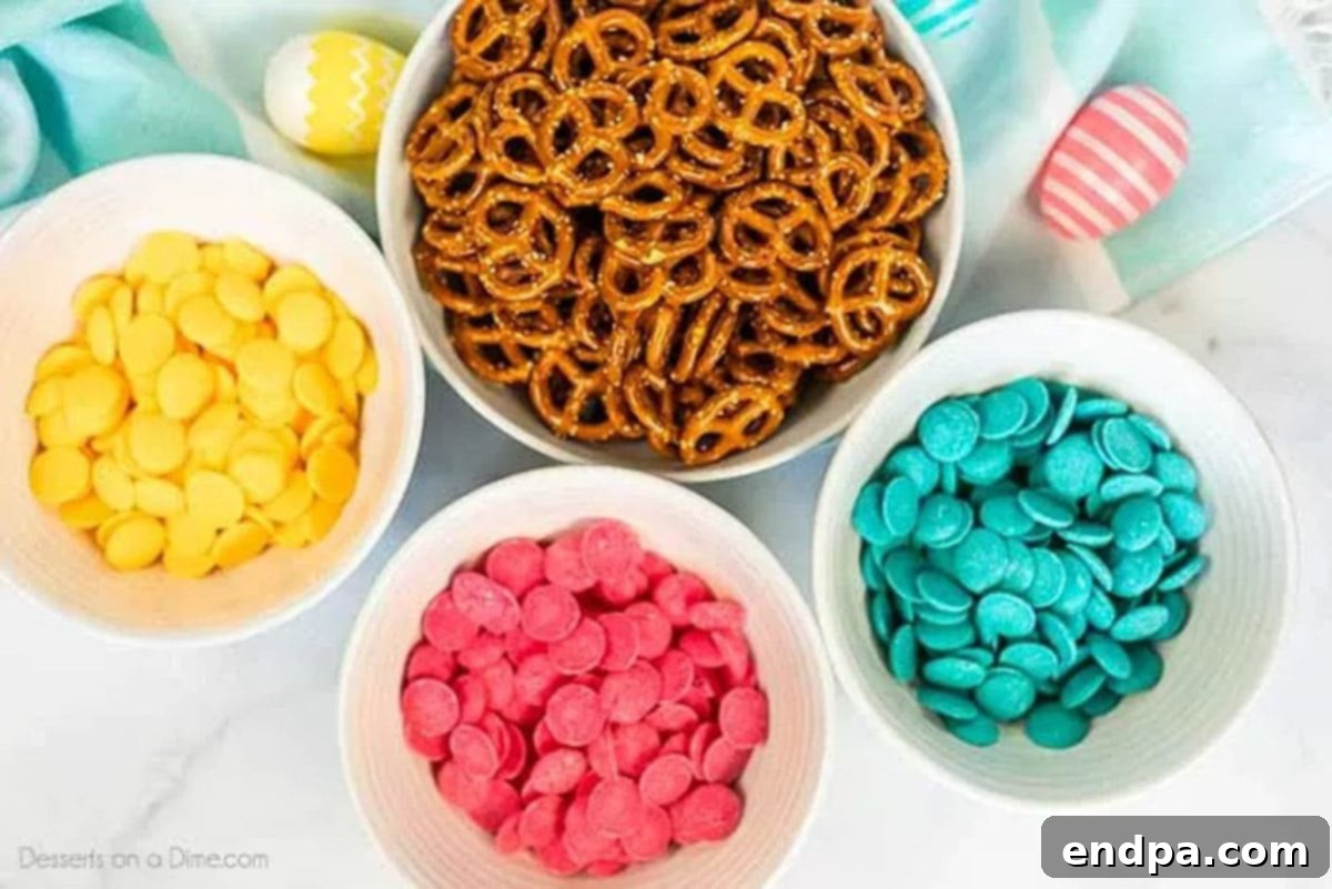 Ingredients - pretzels, candy melts. 