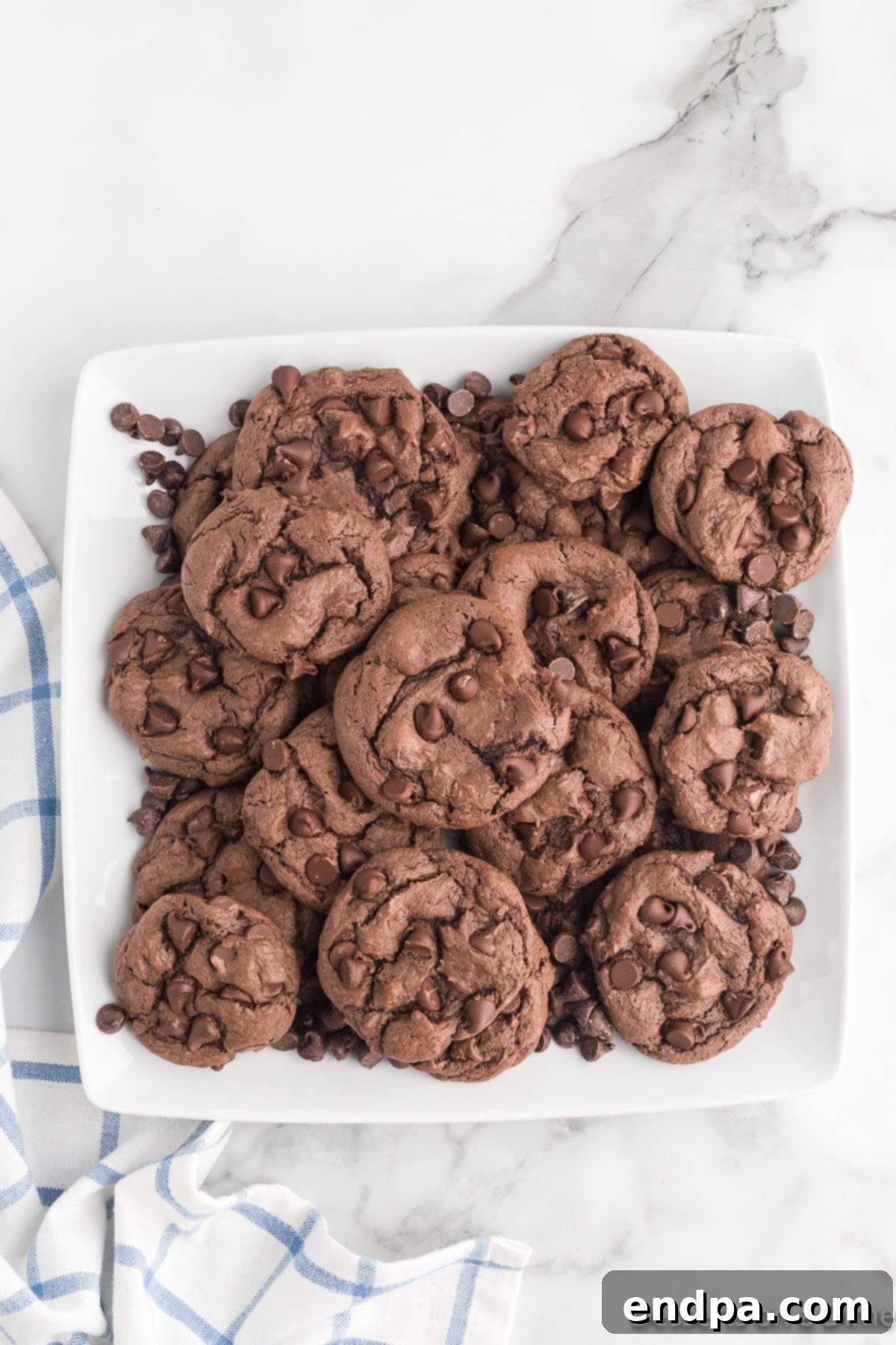Fudgy Chocolate Cake Mix Cookies 10 Chocolate cake mix cookies. on plate.