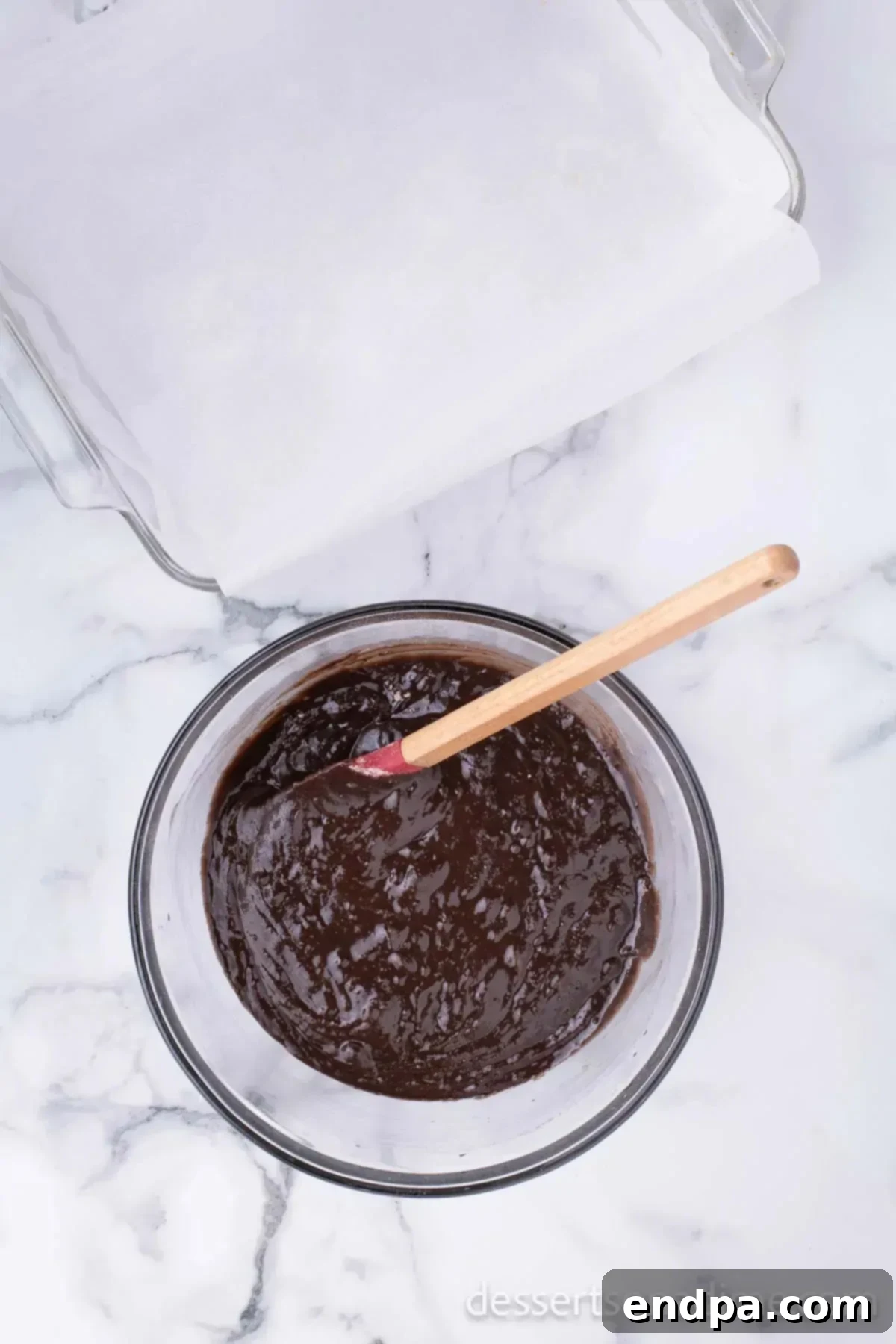 Brownie mixture in bowl.