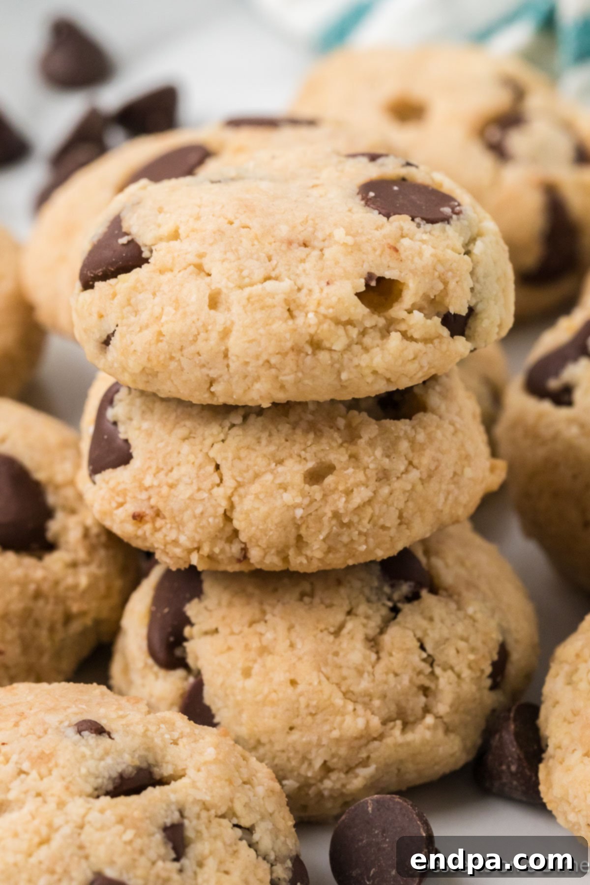 Guilt-Free Keto Chocolate Chip Cookies 7 Freshly baked keto chocolate chip cookies cooling on a rack