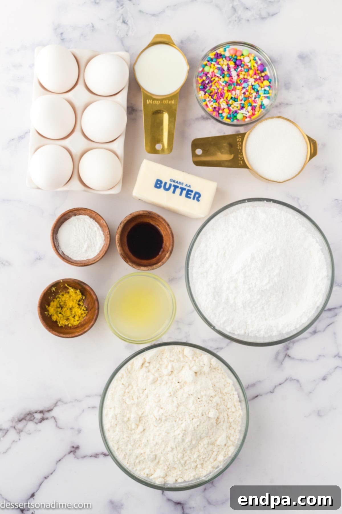 Ingredients for recipe - butter, vanilla, lemon.