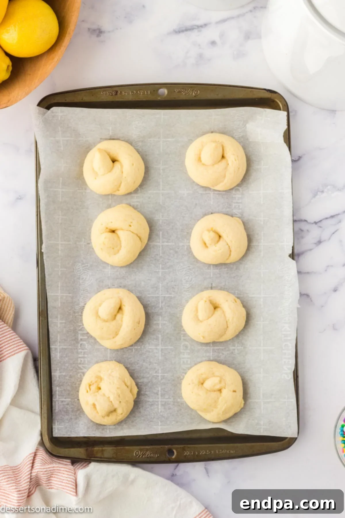 Dough on baking sheet risen. 