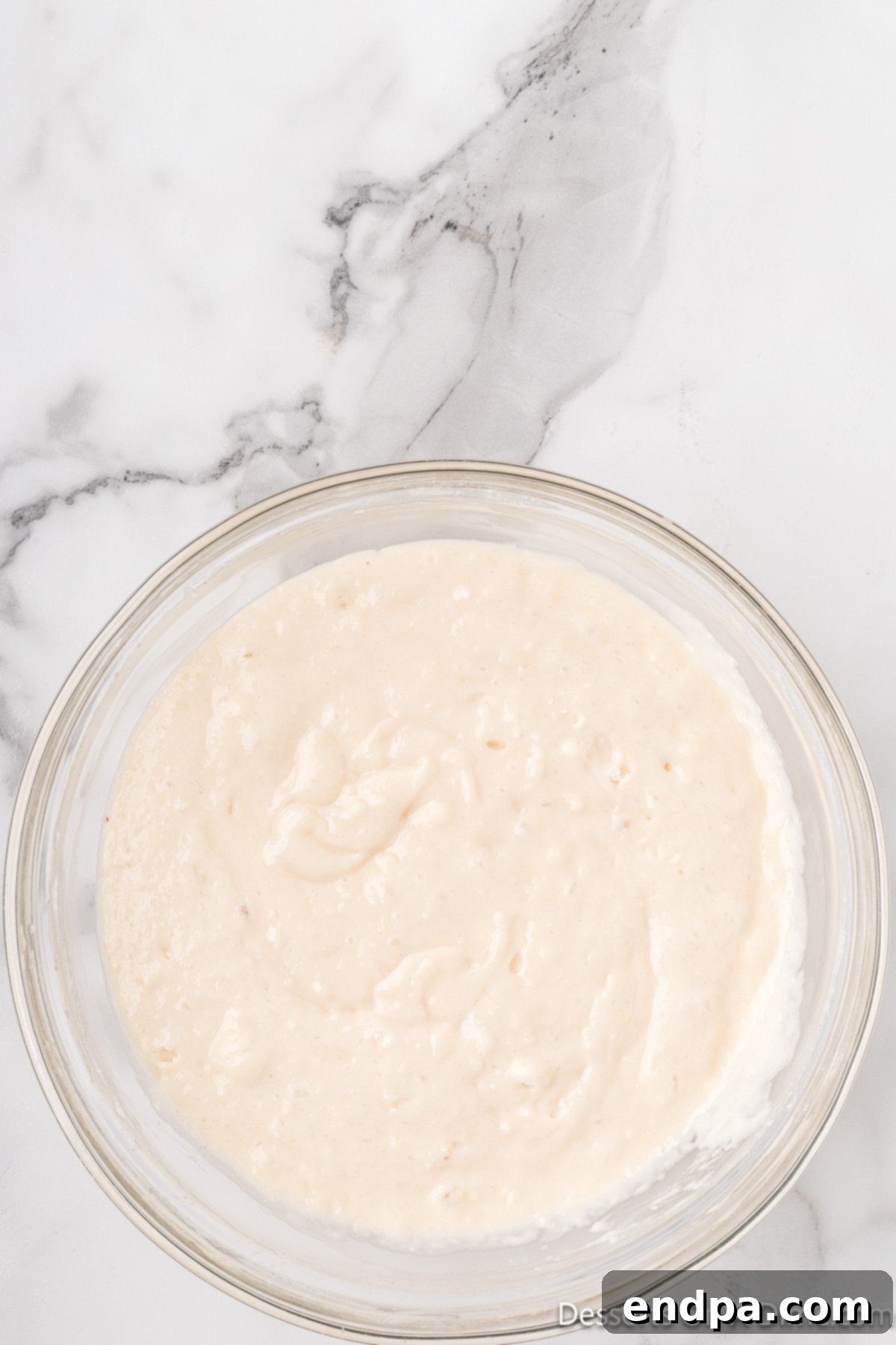 Batter in a bowl, ready for baking.