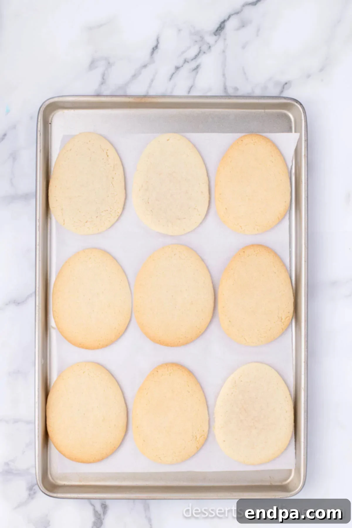 Cookies on baking sheet. 