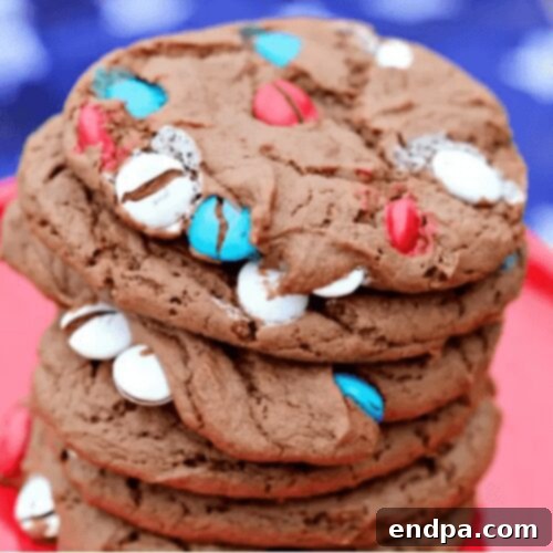 4th of July Cake Mix Cookies with patriotic M&M's.