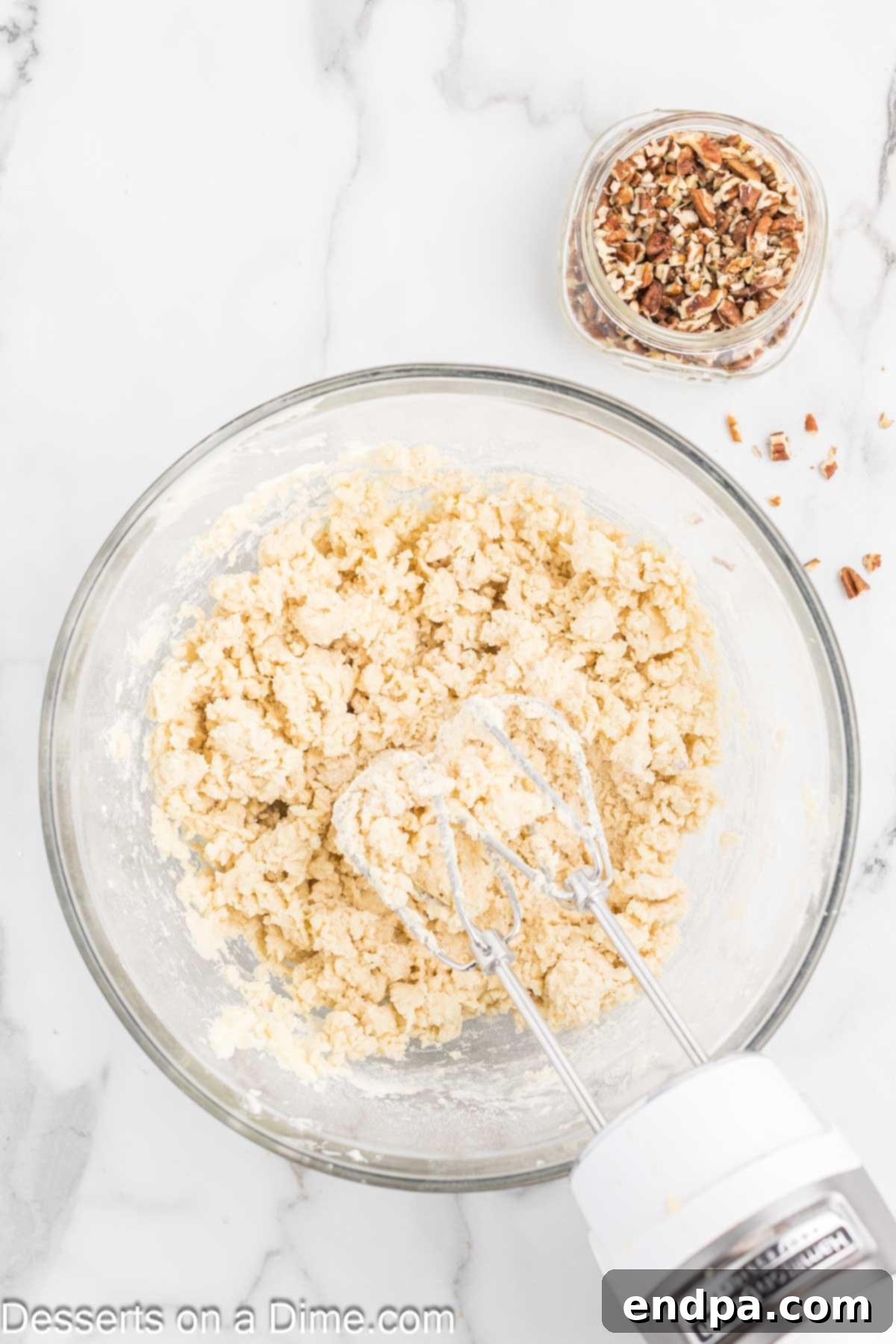 Powdered Sugar Dreams 6 Flour combined into butter mixture.